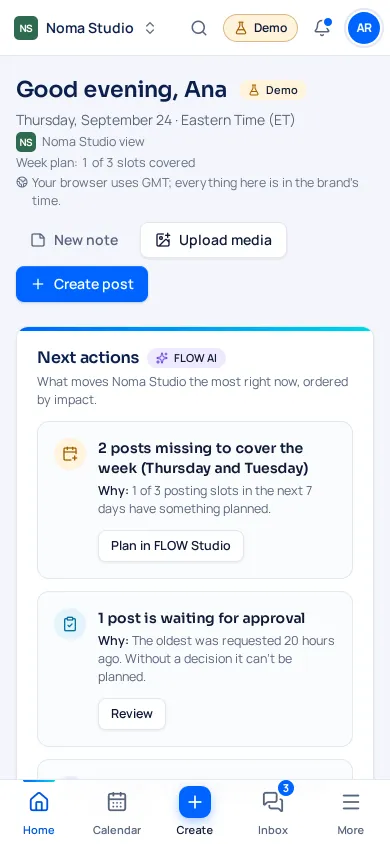 Social Flow home on a phone
